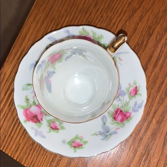 Vtg Lefton small rose pattern cup & saucer - Picture 3 of 8